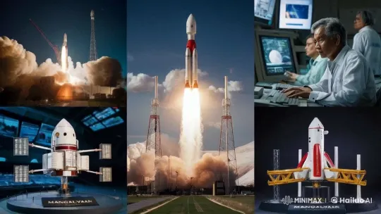 ISRO's Space Missions: Rocket Launch to Lunar and Martian Explorations – AI Generated Video | Hailuo AI