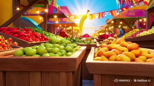 Fruit Market Comes Alive with Animated Produce Dance – AI Generated Video | Hailuo AI