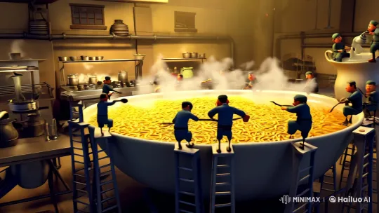 Industrial Kitchen and Mining Animation: A Culinary Symphony – AI Generated Video | Hailuo AI