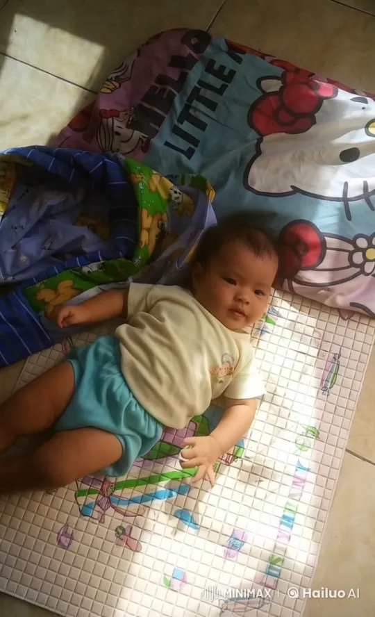 Baby Resting on Cartoon Mat in Serene Video – AI Generated Video | Hailuo AI
