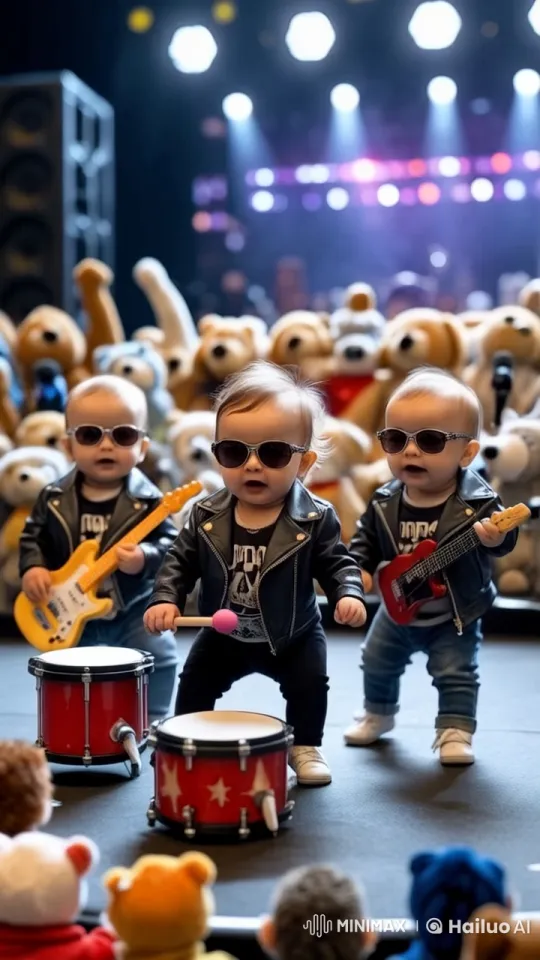 Babies as Rockstars: Toy Band Live Performance – AI Generated Video | Hailuo AI
