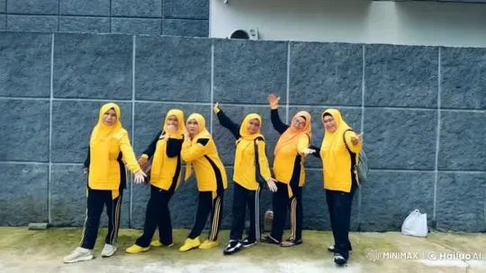 Six Women Practicing Kungfu in Dynamic Synchronized Routine – AI Generated Video | Hailuo AI