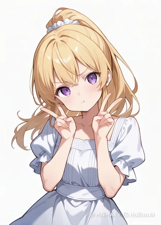 Elegant Blonde Girl in Live2D Animation – AI Generated Video | Hailuo AI