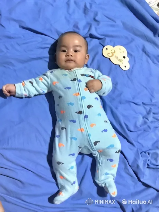3-Month-Old Baby Boogie on Soft Blue Bed – AI Generated Video | Hailuo AI