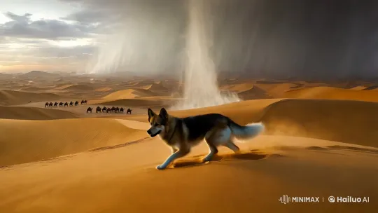 Brave Mongolian Dog: Legend of the Desert's Spirit – AI Generated Video | Hailuo AI