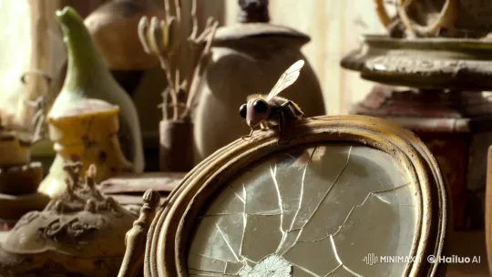 Curious Fly Examines Its Vintage Mirror Reflection – AI Generated Video | Hailuo AI