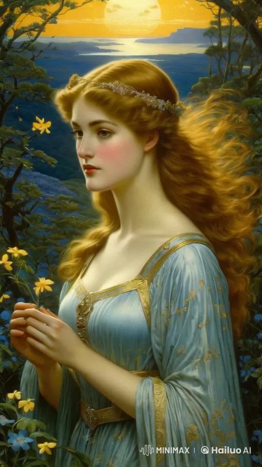 Enchanted Sunset: Serene Woman in Ethereal Landscape – AI Generated Video | Hailuo AI