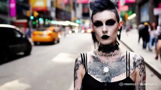 Rebellious Beauty: A Punk Girl's Silent Journey Through the City – AI Generated Video | Hailuo AI