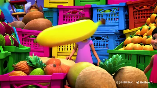 Banana Dances Playfully Amidst Fruit Market's Bustle – AI Generated Video | Hailuo AI