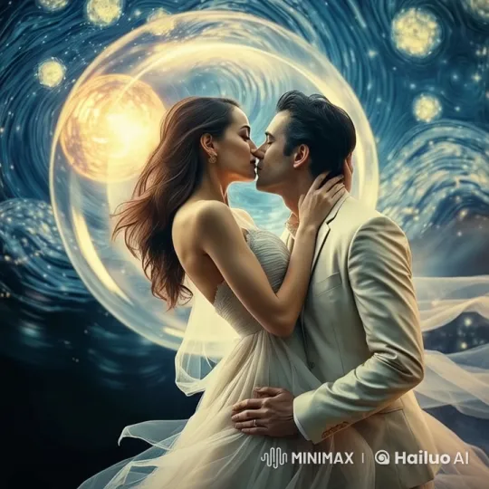 Romantic Couple Embrace Under Enchanted Night Sky – AI Generated Video | Hailuo AI
