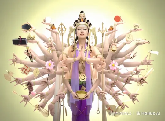 Goddess Performs Mesmerizing Thousand Hands Disco Dance – AI Generated Video | Hailuo AI