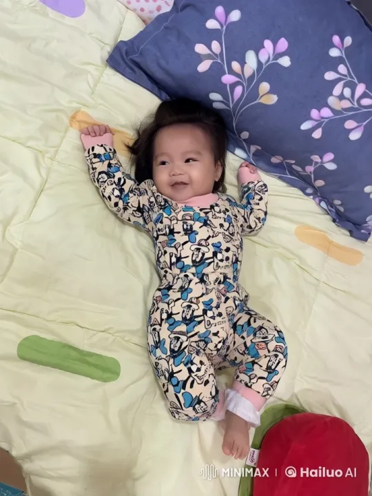 Baby on Cozy Pastel Bed with Cartoon Outfit – AI Generated Video | Hailuo AI