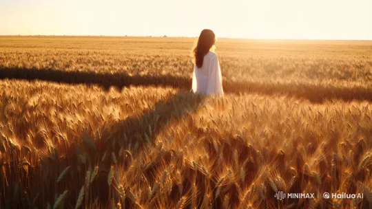 Contemplative Figure in Golden Wheat Field – AI Generated Video | Hailuo AI