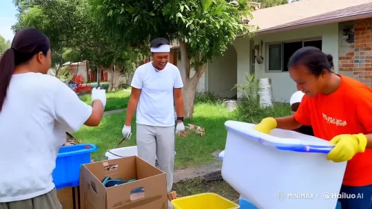 Community Cleanup and Unity in a Residential Neighborhood – AI Generated Video | Hailuo AI