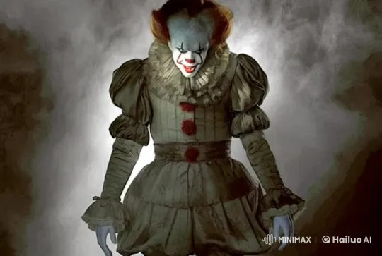Eerie Clown Plays Guitar in Vintage Costume – AI Generated Video | Hailuo AI