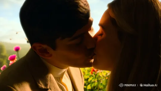 Intimate Garden Kiss with Slow Camera Motion – AI Generated Video | Hailuo AI