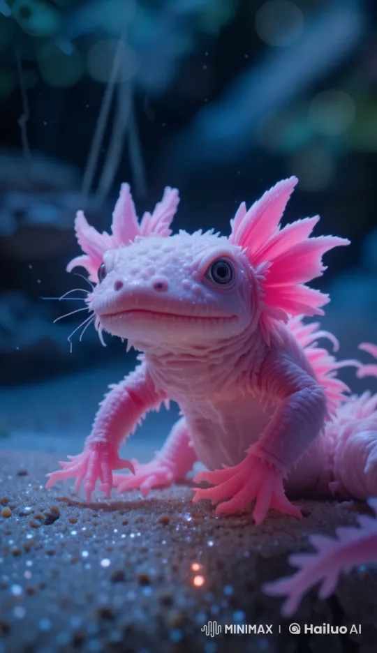 Enchanting Live2D Axolotl in Dreamy Underwater Setting – AI Generated Video | Hailuo AI