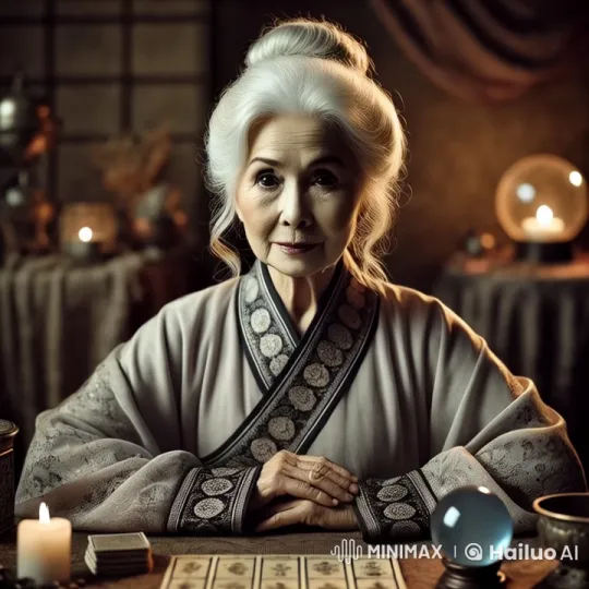 Elderly Seer in Mystical Setting with Tarot Cards – AI Generated Video | Hailuo AI