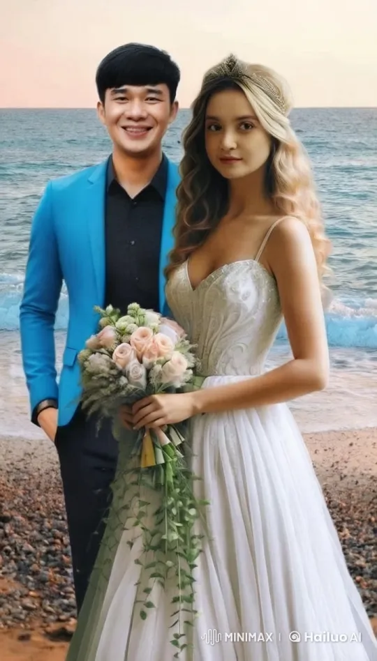 Romantic Beach Wedding Kiss at Sunset – AI Generated Video | Hailuo AI