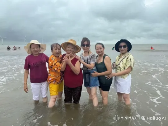 Elderly Women Enjoy Playful Kungfu in the Beach's Coastal Atmosphere – AI Generated Video | Hailuo AI