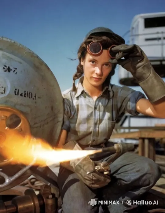 Female Welder in Action with Protective Gear – AI Generated Video | Hailuo AI