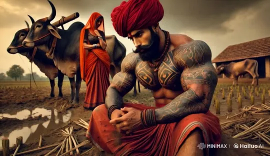 Ramesh's Despair and Sumitra's Comfort in Ruined Field – AI Generated Video | Hailuo AI