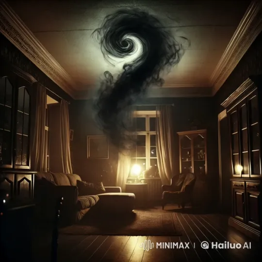 Eerie Human-Shaped Mist Emerges in Shadowy Living Room – AI Generated Video | Hailuo AI