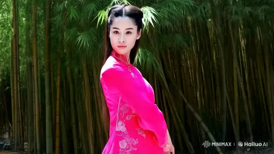 Traditional Cheongsam, Bamboo Forest, Graceful Woman, Contrasting Emotions, Peace, Conflict, Elegant Struggle, Slow-Motion Combat, Serenity vs. Determination – AI Generated Video | Hailuo AI
