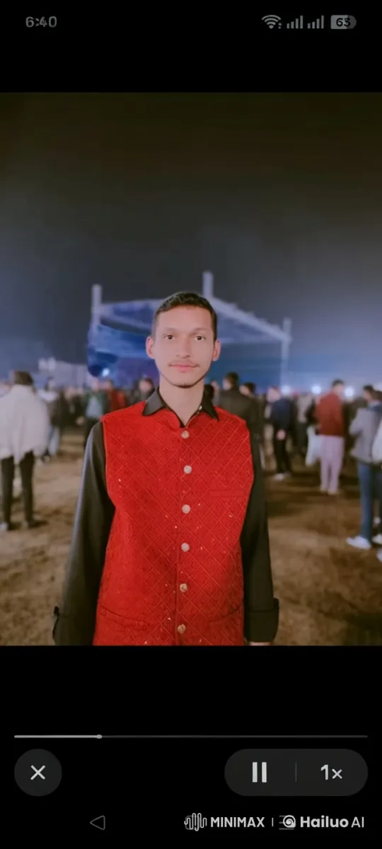 Outdoor Festive Event Scene with Stationary Person in Red Vest – AI Generated Video | Hailuo AI