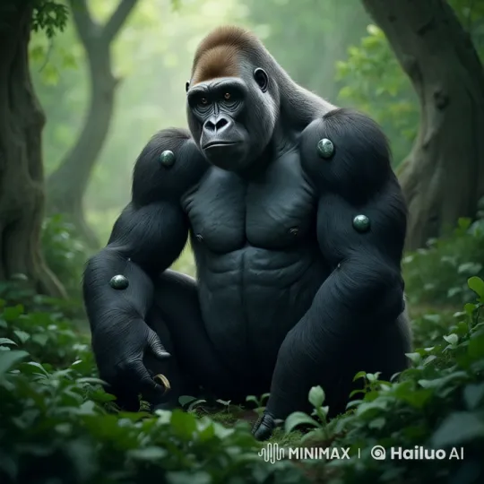 Silverback Gorilla in Jungle with Digital Barnacles – AI Generated Video | Hailuo AI