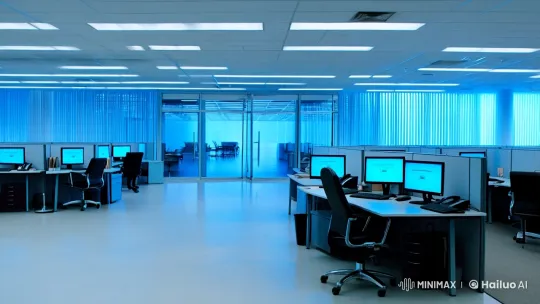 Bull Rampages Through Empty Office, Destroys Everything – AI Generated Video | Hailuo AI