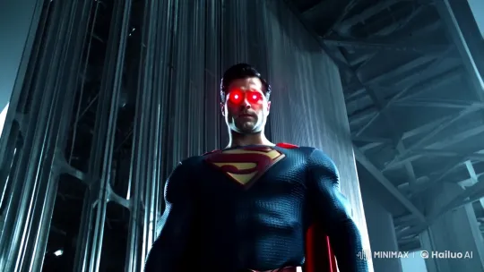 Superman's Laser Vision Cuts Through Metal Wall – AI Generated Video | Hailuo AI