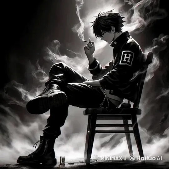 Contemplative Young Man in Dark Scene with Cigarette – AI Generated Video | Hailuo AI