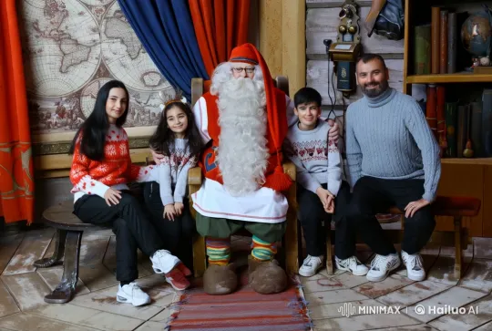 Family Gathering with Santa in Festive Setting – AI Generated Video | Hailuo AI