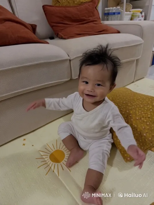 Baby Dancing and Playing in a Cozy Living Room – AI Generated Video | Hailuo AI