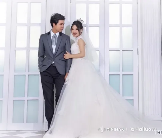 Elegant Wedding Couple Perform Dramatic Kung Fu in Live2D – AI Generated Video | Hailuo AI