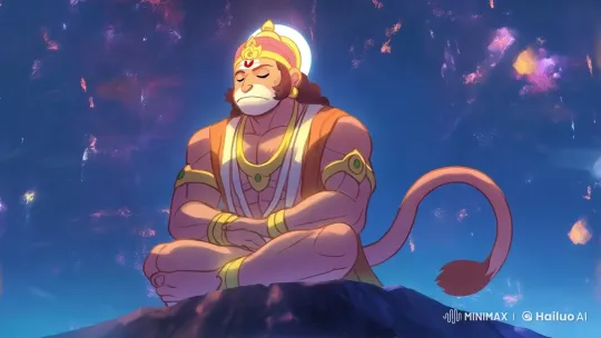 Hanuman Meditates in Mystical Serenity – AI Generated Video | Hailuo AI