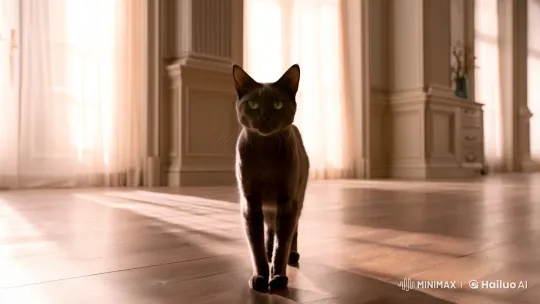 Graceful Cat Performs Backflip in Sunlit Room – AI Generated Video | Hailuo AI