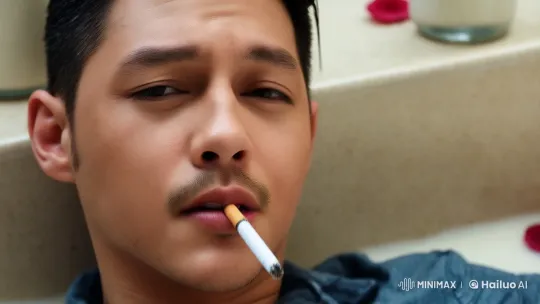 Man Relaxing in Milk Bath with Cigarette – AI Generated Video | Hailuo AI