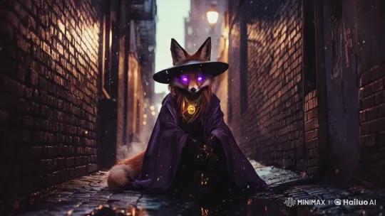 Mysterious Fox with Glowing Eyes in Enchanted Setting – AI Generated Video | Hailuo AI