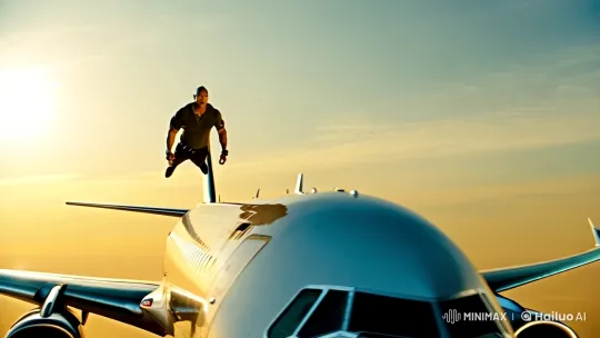 Dwayne Johnson Soars Above a Passenger Plane – AI Generated Video | Hailuo AI