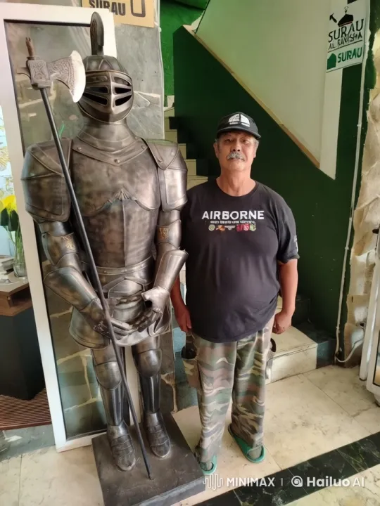 Camouflaged Man Performs Dynamic Kung Fu by Medieval Statue – AI Generated Video | Hailuo AI
