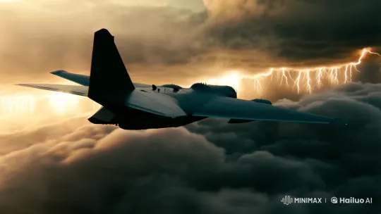 Stealth Bomber Soars Through Stormy Skies – AI Generated Video | Hailuo AI