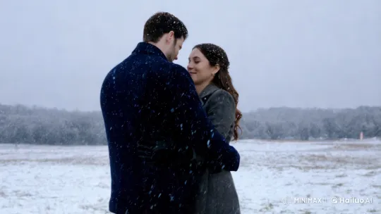 Romantic Couple's Intimate Embrace in Snowy Landscape – AI Generated Video | Hailuo AI