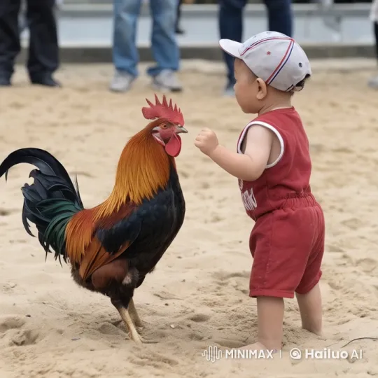 Boy vs. Rooster: Energetic Dusty Duel – AI Generated Video | Hailuo AI