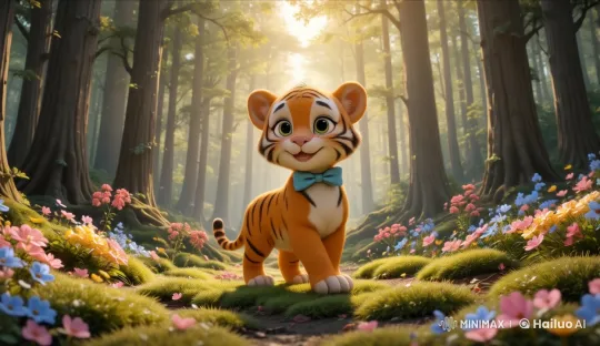 Serene Forest Walk: Animated Tiger in Live2D – AI Generated Video | Hailuo AI