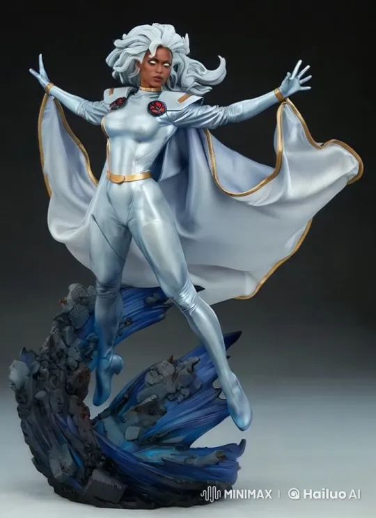 Silver-Caped Figure Gracefully Descends with Power – AI Generated Video | Hailuo AI