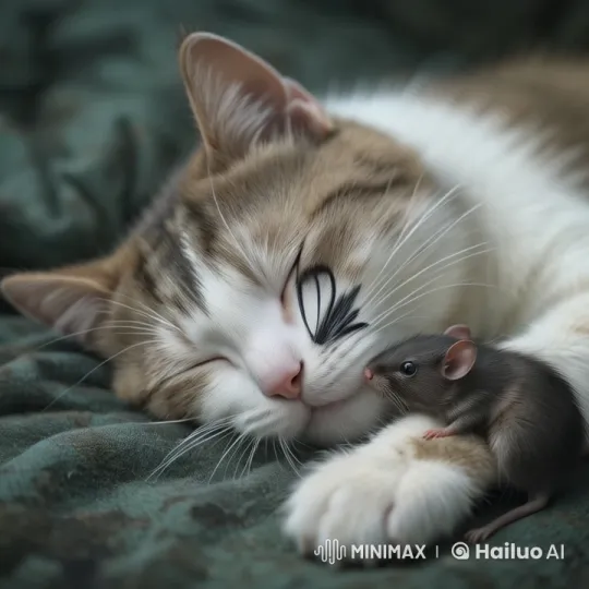 Cat and Rat: A Moment of Serenity and Tension – AI Generated Video | Hailuo AI