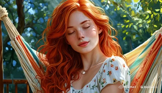 Vibrant Redhead Awakens in Serene Forest Hammock – AI Generated Video | Hailuo AI