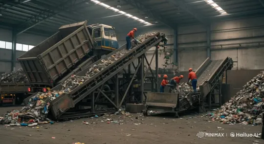 Waste Recycling Factory: Efficient Sorting and Processing – AI Generated Video | Hailuo AI